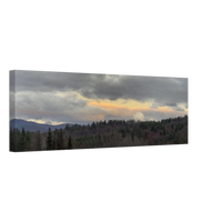 Dramatic Sunset Glow Forest Panoramic Canvas Print