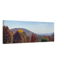 Narrow perspective of the autumn landscape canvas print emphasizing horizontal orientation
