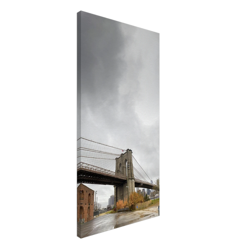 Edge-to-edge vertical canvas featuring Brooklyn Bridge with cityscape