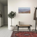 Entryway display of autumn mountain canvas art on wall