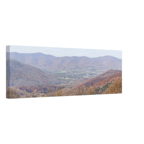 Wide panoramic canvas print of rolling autumn mountains