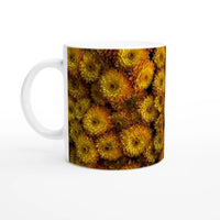 Autumn Gold Chrysanthemum Ceramic Mug - Your Choice of White or Black Interior