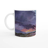 Vivid Sunset Landscape Ceramic Mug - Abstract Art Coffee Cup with Colored Inside