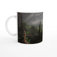 Enchanted Forest Sunset Ceramic Mug: A Mystical Dawn for Your Daily Brew, in Black or White Inside