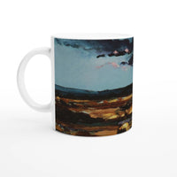 Dramatic Sky Abstract Landscape Ceramic Mug with Customizable Black or White Inside