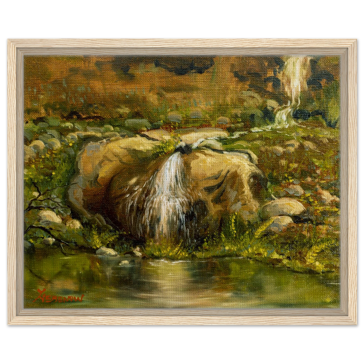 Woodland Waterfall Framed Canvas Art