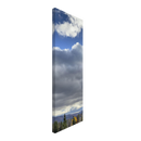 Slim side view of vertical canvas featuring mountain landscape and rich sky